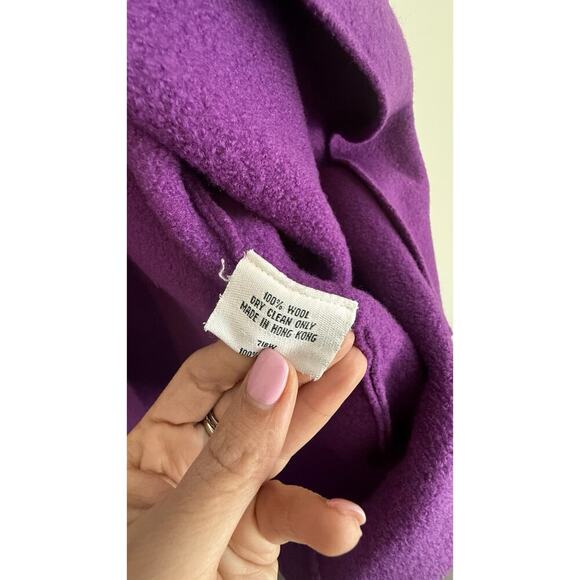 Eileen Fisher Womens Purple Wool Coat Cape Open Front Cuff Sleeves Size S 1796 - Picture 6 of 10